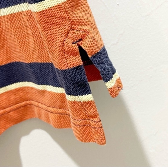 BROOKS BROTHERS Mens ORIGINAL FIT PERFORMANCE POLO SHIRT Blue Orange Stripe L - Picture 5 of 7